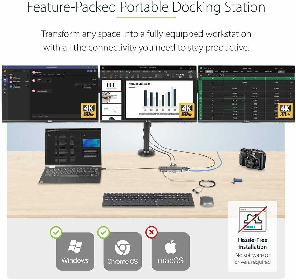 StarTech USB-C adapteris su trijų monitorių jungtimi