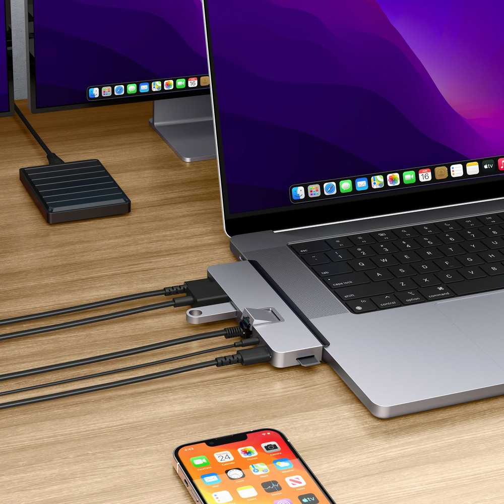 Targus Hiper | „HyperDrive Dual USB-C TB“ suderinamas „7-in-2“ šakotuvas su universaliu USB-C išoriniu adapteriu, skirtu „MacBook Air“ / „Pro“ 2016–2020 m. Ethernet LAN (RJ-45) jungtys 1 | HDMI jungtys kiekis 1