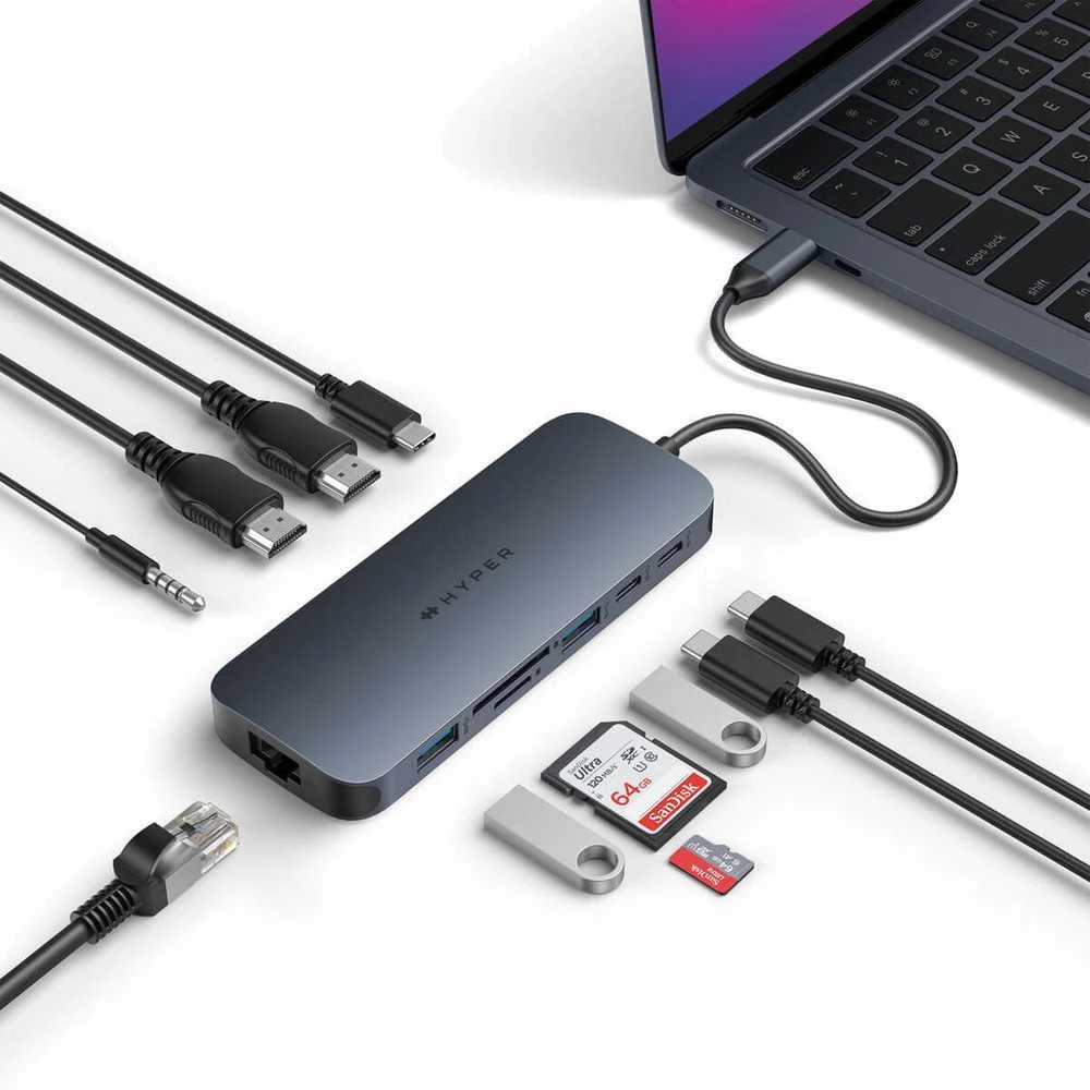 Hiper | „HyperDrive Next 11“ prievado USB-C šakotuvas | HD4006GL | Ethernet LAN (RJ-45) jungtys 1 | HDMI jungtys kiekis 2 x 4K 60Hz