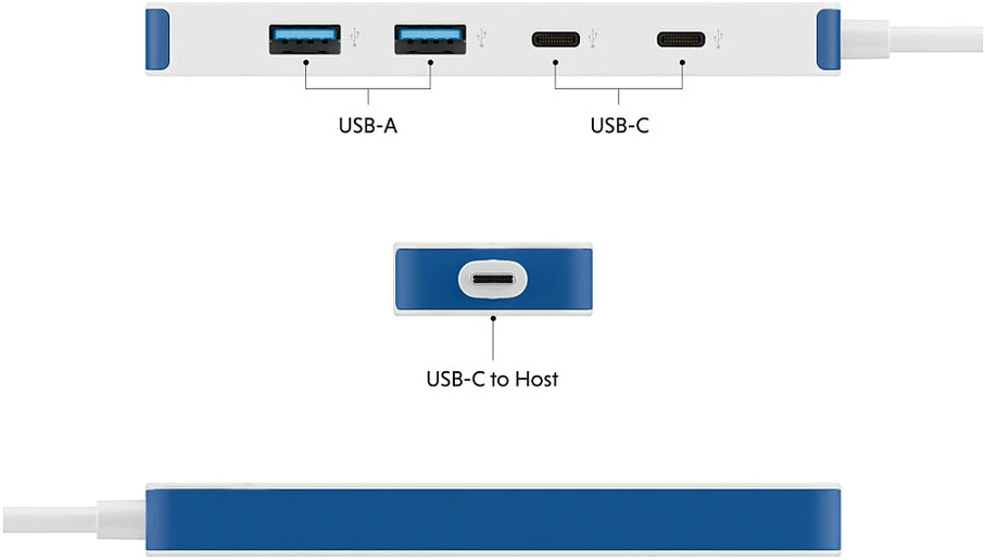 Targus Hyper HyperDrive Flex 4 Port USB-C Hub, Baltas/Mėlyna | HD5201BUGL