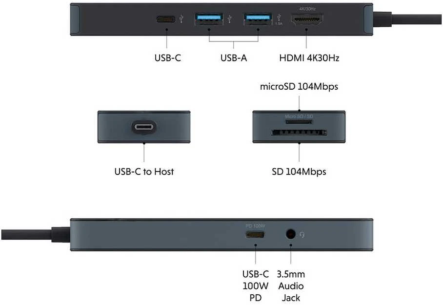 Targus „Hyper HyperDrive Flex“ 8 prievadų USB-C šakotuvas, Juodas | HD4102BKGL | HDMI jungtys kiekis: 1