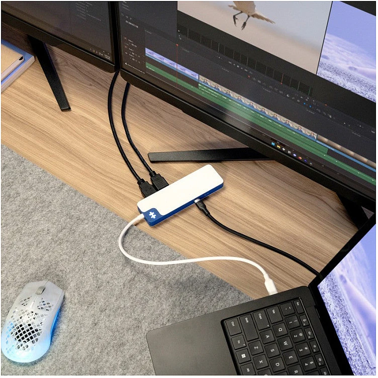 Targus „Hyper HyperDrive Flex“ 9 prievadų dviguba 4K HDMI jungtis, Baltas/Mėlyna | HD4103BUGL | HDMI jungčių kiekis: 2