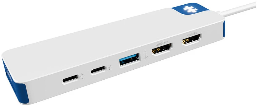 Targus „Hyper HyperDrive Flex“ 9 prievadų dviguba 4K HDMI jungtis, Baltas/Mėlyna | HD4103BUGL | HDMI jungčių kiekis: 2
