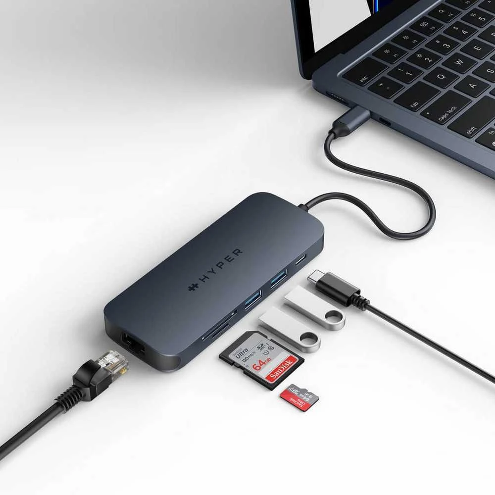 Hiper | „HyperDrive Next 8 Port“ USB-C šakotuvas, 140 W | Ethernet LAN (RJ-45) jungtys 1 | HDMI jungtys kiekis 1