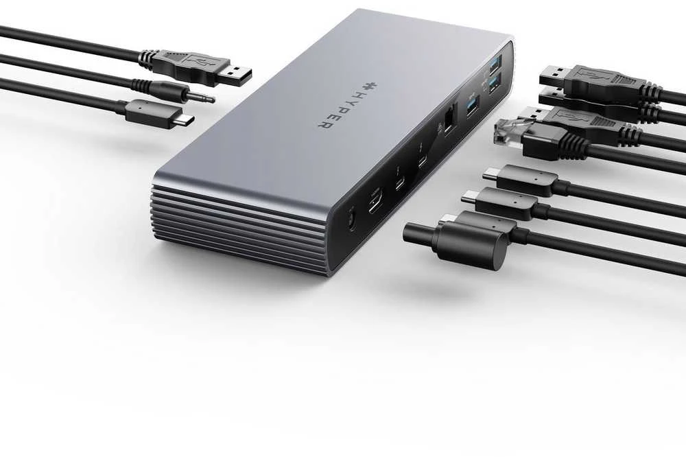„Hyper | HyperDrive Thunderbolt 4“ prijungimo stotelė | HDTB4D-EU | Ethernet LAN (RJ-45) jungtys: 1 | HDMI jungčių kiekis: 1
