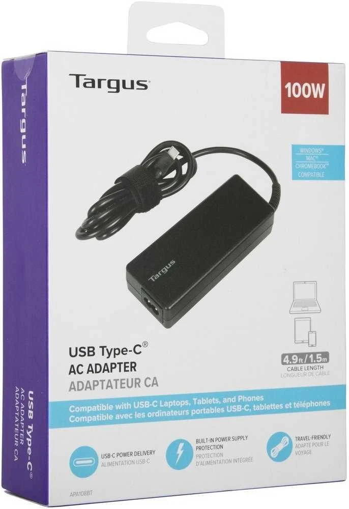 Targus | 100 W USB-C PD įkroviklis – skirtas nešiojamiesiems kompiuteriams arba maitinimo įtaisams | APA108EU