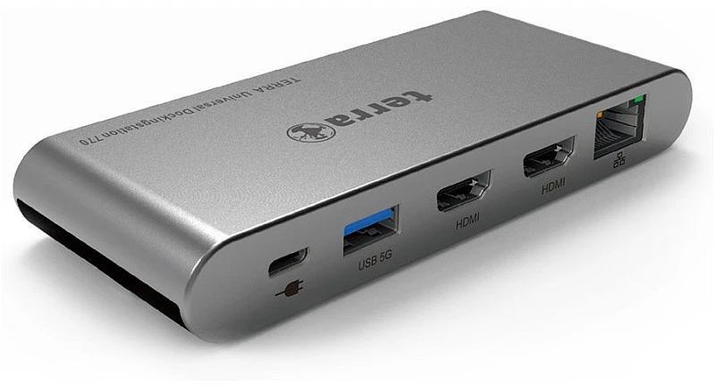 Wortmann TERRA MOBILE įkrovimo stotelė 770 USB-C dviejų ekranų įkrovimo stotelė kelionėms!