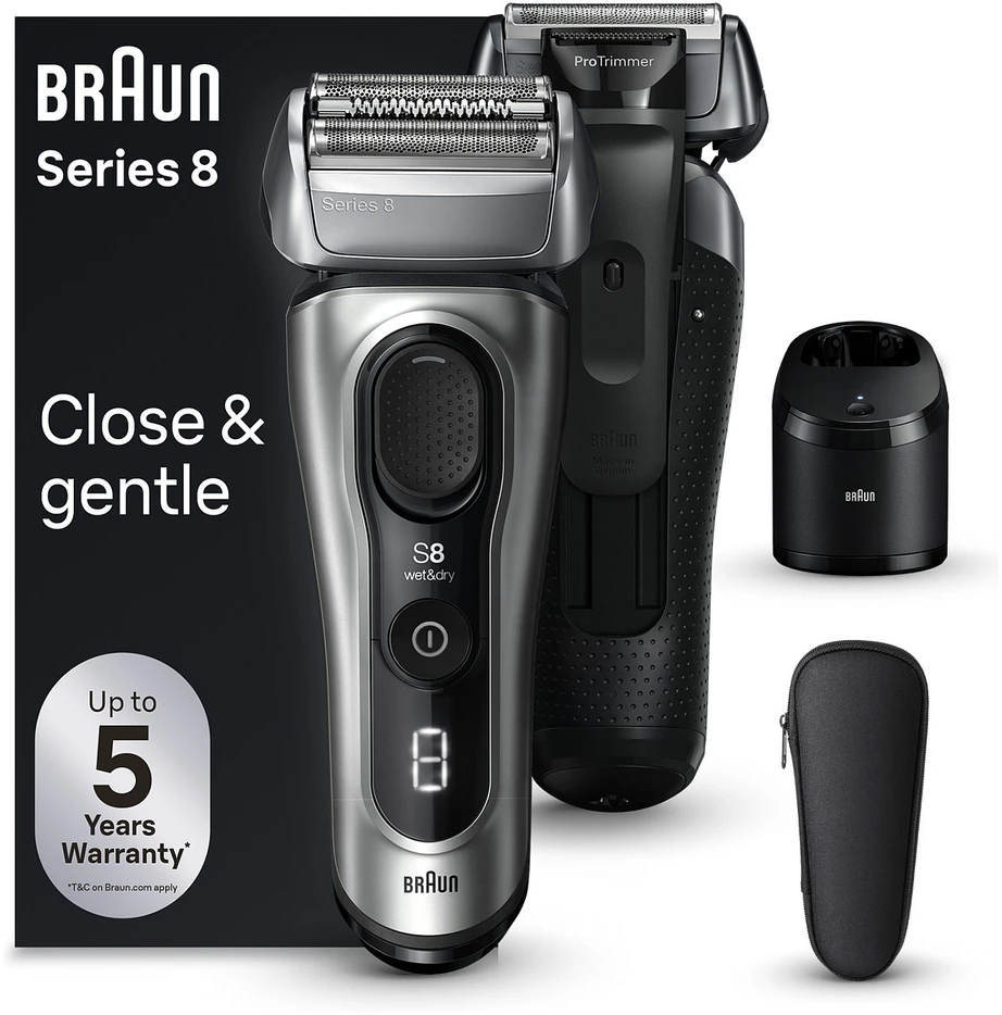 Braun Series 8 8567cc Skustuvas Apkarpymo mašinėlė Juoda, Sidabras