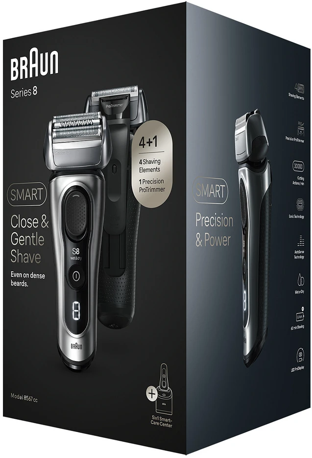 Braun Series 8 8567cc Skustuvas Apkarpymo mašinėlė Juoda, Sidabras