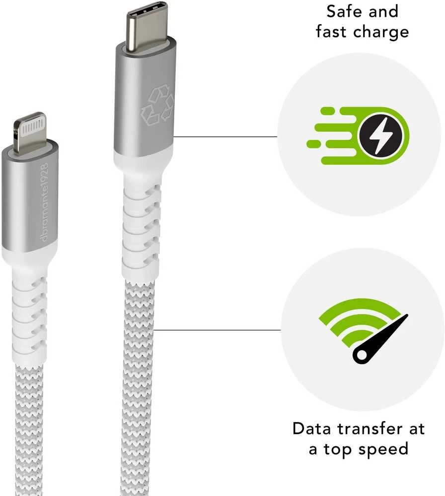 dbramante1928 – BRD įkrovimo laidas – USB-C–Lightning, 1,2 m – baltas