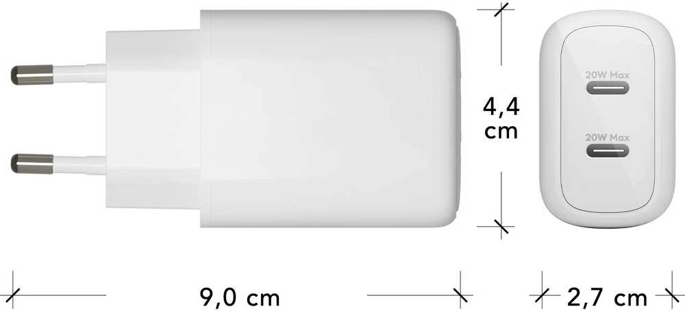 dbramante1928 – „Re-charge Pro“ – ES sieninis įkroviklis 2x USB-C 20W – baltas