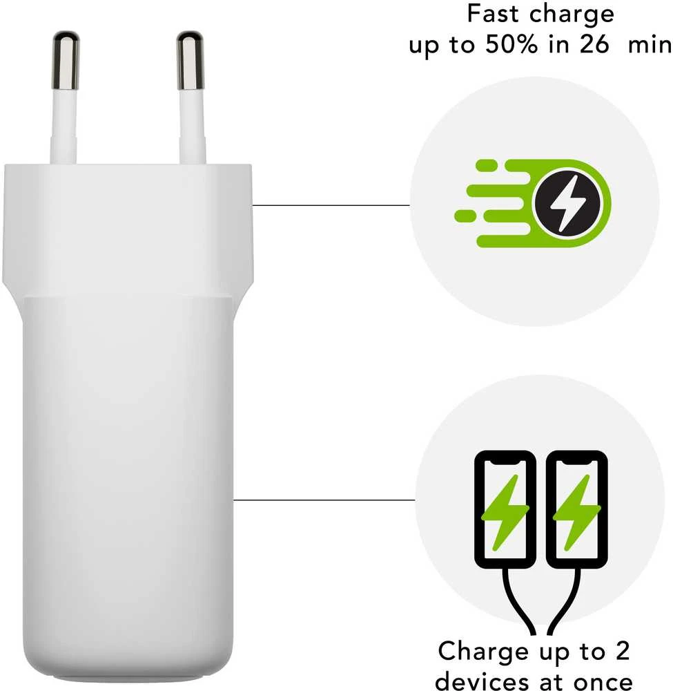 dbramante1928 – „Re-charge Pro“ – ES sieninis įkroviklis – 2x USB-C 30W – baltas