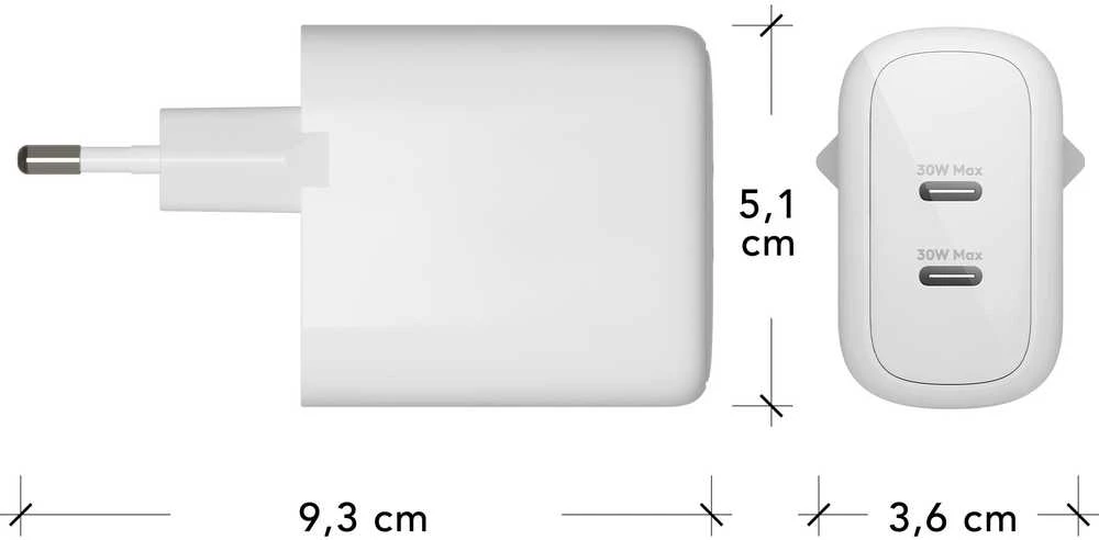 dbramante1928 – „Re-charge Pro“ – ES sieninis įkroviklis – 2x USB-C 30W – baltas