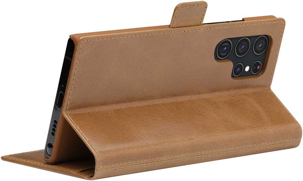 D Bramante dbramante1928 Copenhagen Slim - Dėklas su klapką na telefon - skóra ziarnista - Jasnobrązowy - do Samsung Galaxy S22 Ultra (CSSUGT001437)