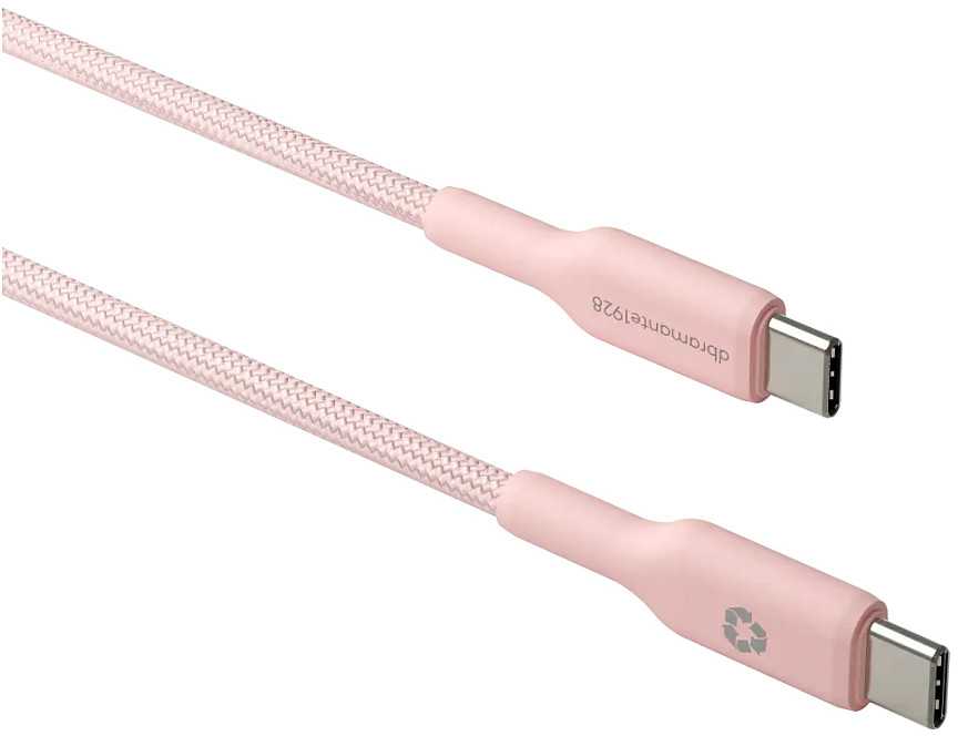 Kabelis USB dbramante dbramante1928 re-charge - USB laidas - 24 kontaktų USB-C (M) į 24 kontaktų USB-C (M) - 1,5 m - pintas laidas, USB-C Power Delivery (60W) - rožinė