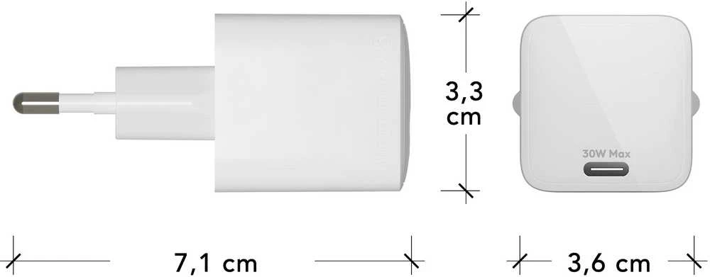 dbramante1928 – Įkraunamas – ES sieninis įkroviklis – USB-C 30W – Baltas