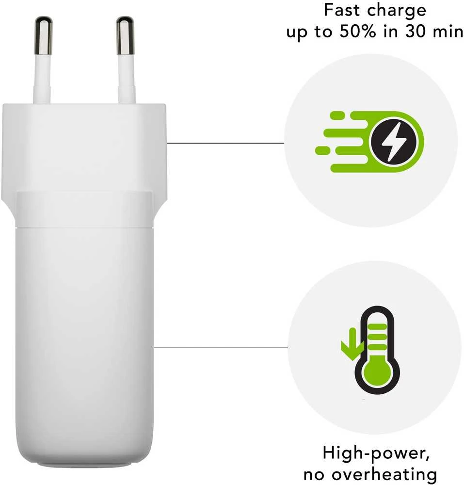 dbramante1928 - Įkrovimas - Sieninis įkroviklis GaN - USB-C 65W EU - Baltas