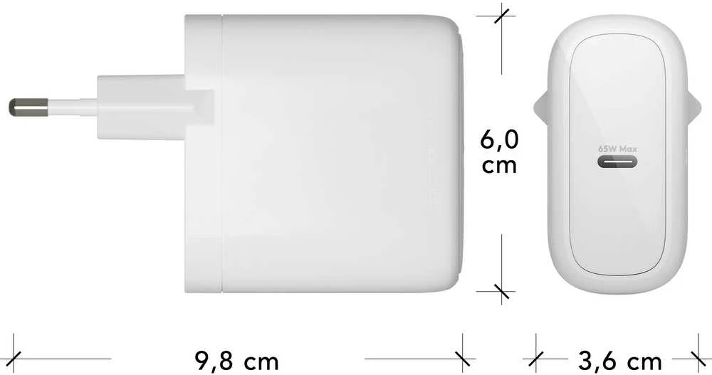 dbramante1928 - Įkrovimas - Sieninis įkroviklis GaN - USB-C 65W EU - Baltas