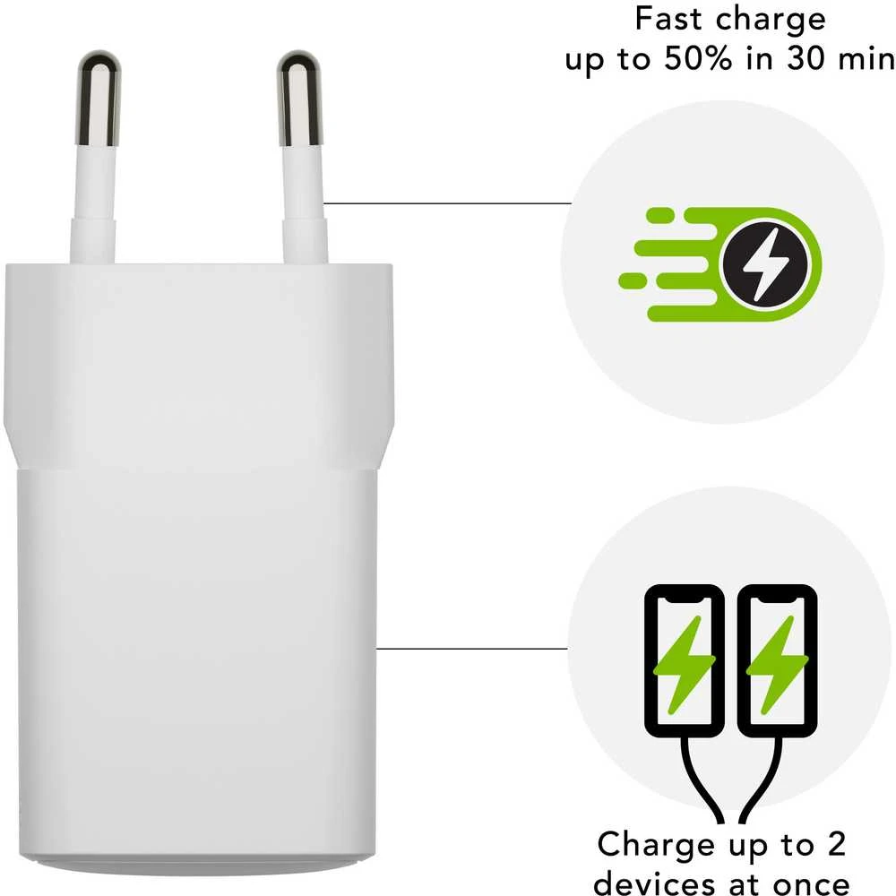 dbramante1928 - Įkrovimas - Sieninis įkroviklis GaN - USB-C+USB-A 30W+18W EU - Baltas
