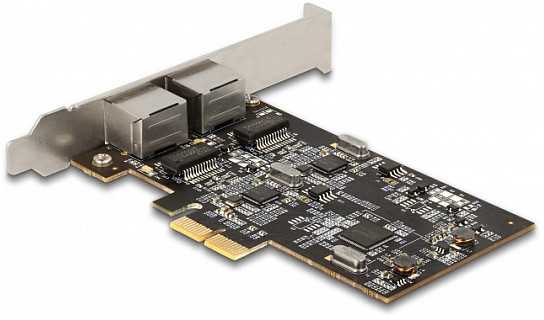 DeLOCK PCI Express x2 plokštė į 2 x RJ45 2.5 Gigabit LAN i225, vidinė, laidinė, PCI Express, Ethernet, 2500 Mbit/s, nerūdijantis plienas