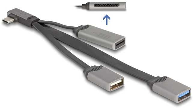 Skaitytuvas Delock DELOCK 2 Port USB Hub inklusive SD und Micro SD Card Reader mit USB Type-C Anschluss