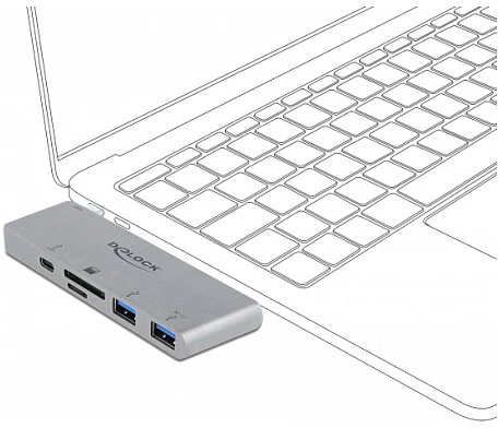HUB USB Delock 1x SD 1x USB-C PD 1x Micro SD + 2x USB-A 3.2 Gen1 (64078)