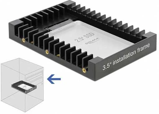 Delock 3,5" tvirtinimo rėmas 2,5" SATA diskui juodas