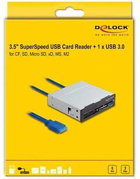 Delock 91759 - CF - CF II tipo - MMC - MMC Mobile - MMC+ - MMCmicro - MS Micro (M2) - MS PRO - MS PRO Duo - MS Pro-HG,... - Juodas - Pilkas - 3.5" - 5000 Mbit/s - Metal - Linux Kernel 5.8+ Windows 8.1/8.1-64/10/10-64