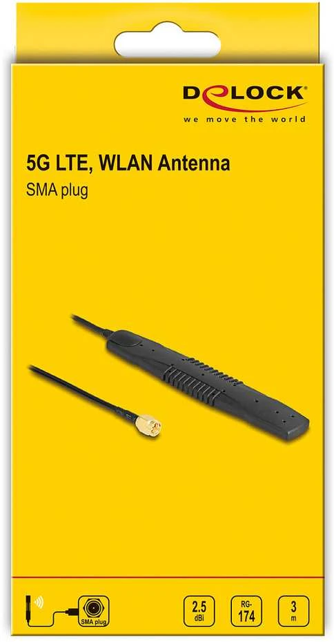Delock 5G LTE antena SMA jungtimi ir 3 metrų kabeliu