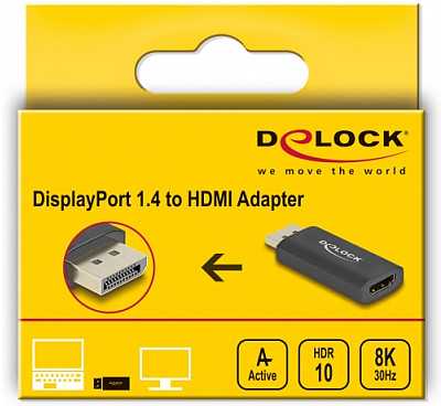 Delock Active DisplayPort 1.4 į HDMI adapterį 8K su HDR funkcija