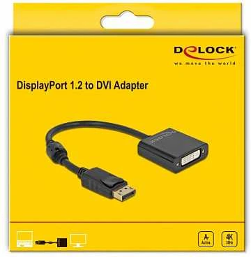 „Delock“ adapteris „DisplayPort 1.2“ į DVI moterišką 4K aktyvią juodą
