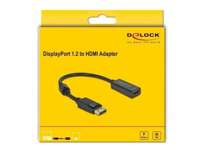 Delock DELOCK Displayport Adapteris DP -> HDMI lizdas 4K pasyvi juoda