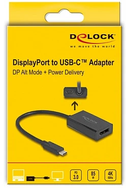 Delock Adapteris DisplayPort Buchse zu USB Type-C™ Stecker - (DP Alt Mode) 4K mit PD 85 W