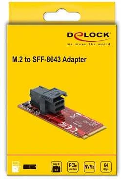 DeLOCK 62721, PCIe, M.2, PCIe 3.0, Juoda, Raudona, 12 Gbit/s, -10 - 85 °C