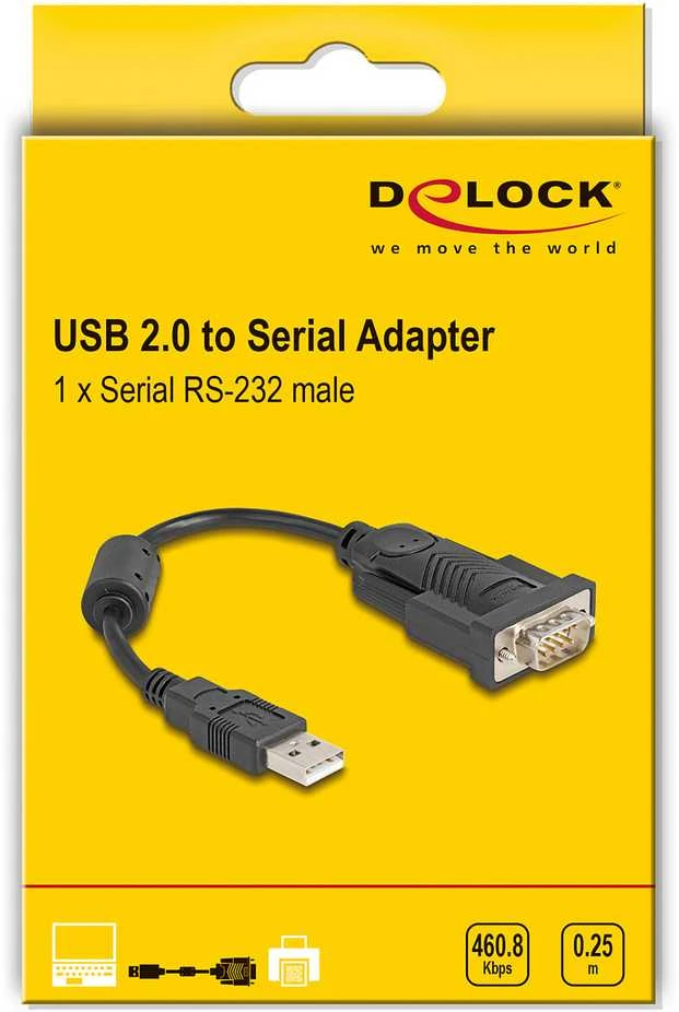 Delock USB į RS-232 adapteris pakuotėje