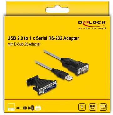 Kabelis USB Delock USB-A - RS-232 1.8 m Juodas (61314)