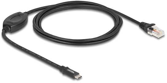 Delock Kabelis USB 2.0 Type-C Stecker zu 1 x Seriell RS-232 RJ45 Stecker 1,8 m juodas