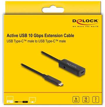 Kabelis USB Delock USB-C - USB-C 3 m Juodas (80027)