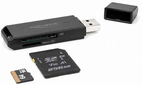 Delock 91002 - MicroSD (TransFlash) - SD - SDHC - SDXC - Juodas - 5000 Mbit/s - USB - 21 mm - 70 mm