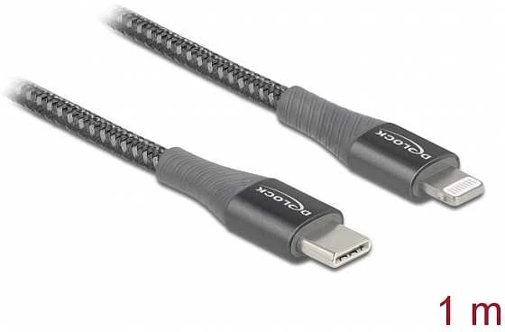 USB kabelis Delock Lightning - USB-A 1 m Pilkas (86631)