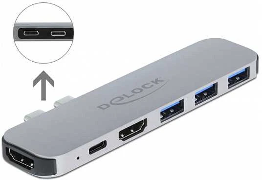 „Delock“ prijungimo stotelė, skirta „MacBook Dual HDMI 4K / PD / Hub“.