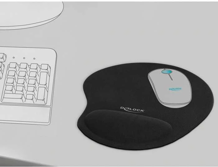 DELOCK Ergonomiškas pelės kilimėlis mit Gel su atrama riešui schw.