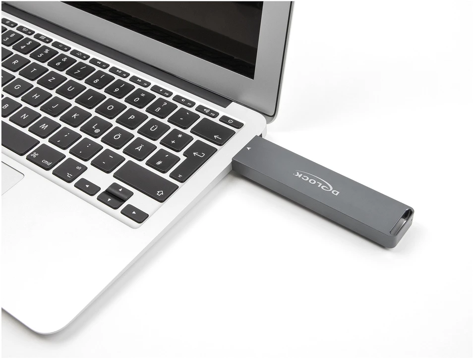 Delock Externes Gehäuse M.2 NVMe PCle SSD, SATA SSD (grau, mit USB Typ A-Stecker)