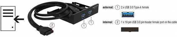 Delock priekinis skydelis 3,5" 2 x USB 3.0 juodas (stulpelio lizdas)
