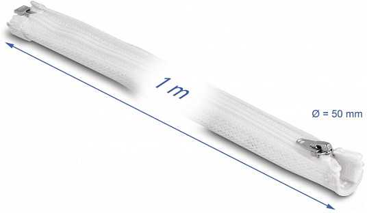 Delock DELOCK Geflechtschlauch mit Reißverschluss 1 m x 50 mm baltas
