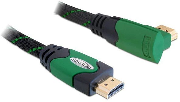 Delock kabelis HDMI A kištukas > HDMI A kištukas kampinis 4K 1 m
