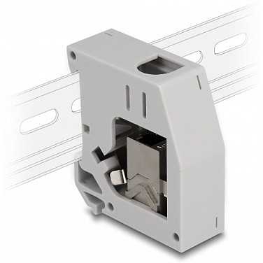 Delock DeLOCK Przejściówka na szynę DIN su modułem Keystone RJ45 żeński do żeńskiego RJ45, Cat.6A