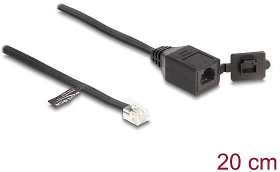 Delock Kabelis RJ12 kištukas į RJ12 lizdas su dangteliu 20 cm juoda (88009)