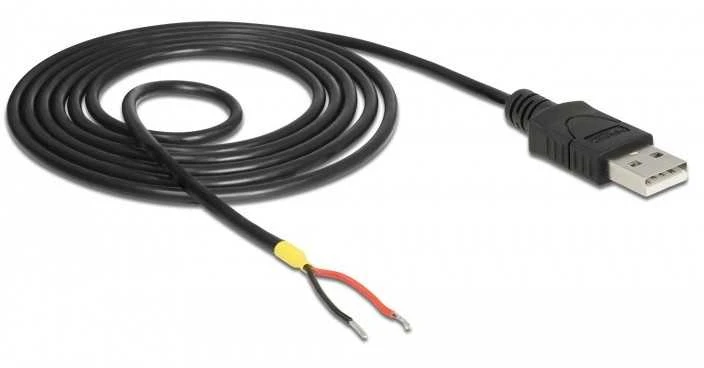 Delock kabelis USB 2.0 tipo A kištukas > 2 x atviri kabelio galai galia 1,5 m Raspberry