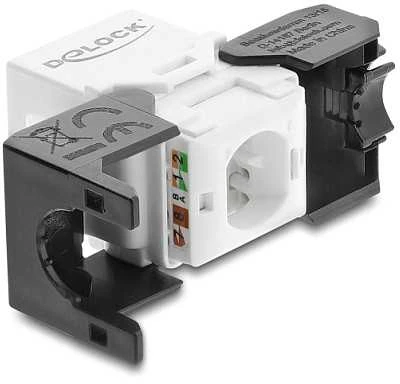 Delock Keystone Module RJ45 jack to LSA Cat.6 UTP tool-free juodas / baltas, Flat, juodas, baltas, RJ-45, LSA, Female, 22/24 (90802)